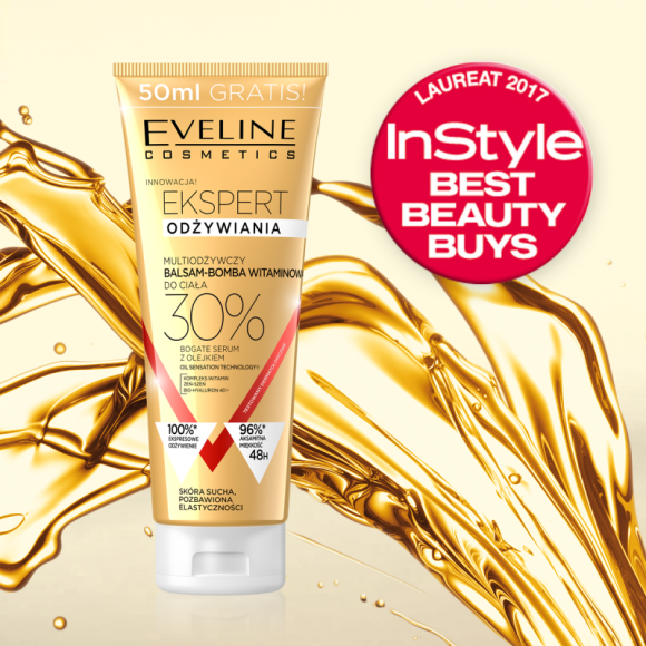 Best Beauty Buys 2017 miesięcznika „InStyle” dla Eveline Cosmetics LIFESTYLE, Uroda - Multiodżywczy balsam - Bomba witaminowa z Expert Odżywiania Eveline Cosmetics została laureatem w plebiscycie Best Beauty Buys 2017 magazynu „InStyle” w kategorii pielęgnacji ciała.
