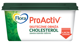 Flora ProActiv w opakowaniu podkreślającym siłę steroli roślinnych Zdrowie, BIZNES - Istnieje skuteczny sposób na to, by obniżyć poziom cholesterolu i utrzymać go w zalecanych normach – zdrowa dieta wzbogacona o sterole roślinne, które znajdziemy m.in. we Florze ProActiv oraz Florze ProActiv o smaku masła.