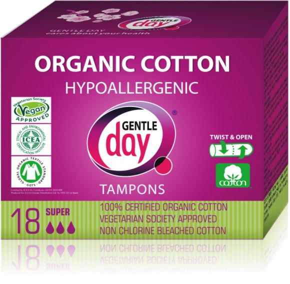 EKOLOGICZNE TAMPONY GENTLE DAY® LIFESTYLE, Uroda - Nowość! Certyfikowane tampony ekologiczne w 100% z bawełny organicznej