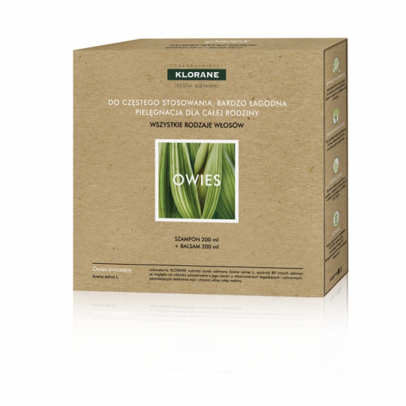 Klorane zestaw kosmetyków Owies łagodna pielęgnacja włosów dla całej rodziny LIFESTYLE, Uroda - Szampon i balsam na bazie mleczka z owsa. To wspaniały prezent dla całej rodziny.